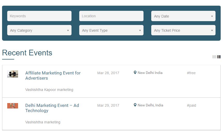 all events list view