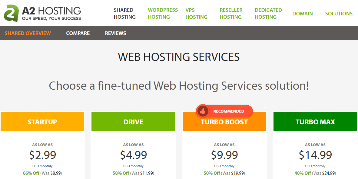 a2 hosting-homepage