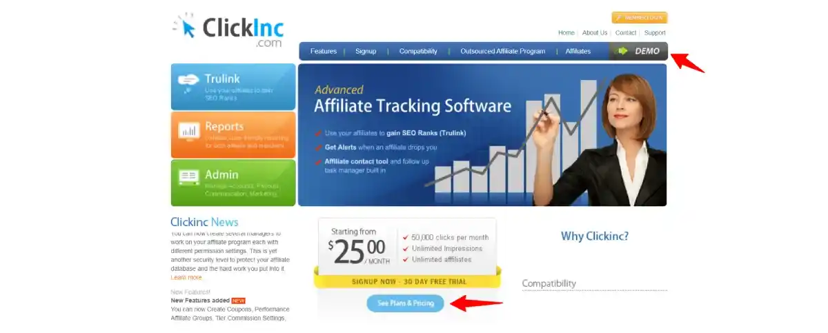 clickinc affiliate tracking software