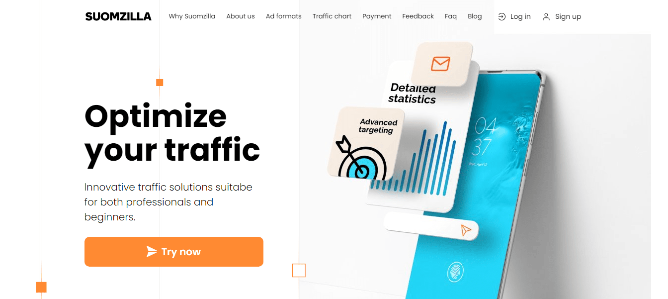 suomzilla advertising platform homepage
