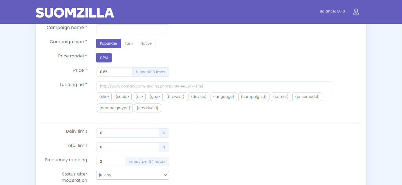 suomzilla campaign settings